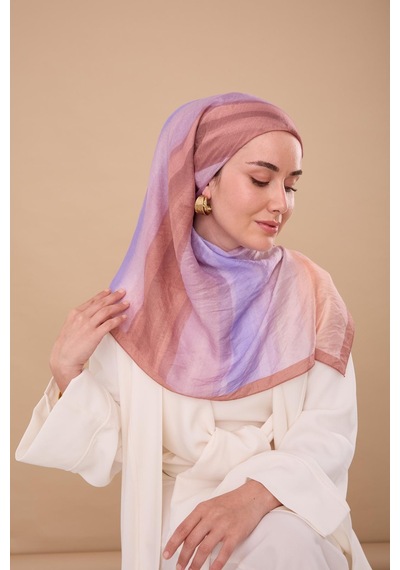 Silk Home Olinda İpek Eşarp 47005-04 Pudra Vizon, Pudra, Lila, Yavruağzı, Mor