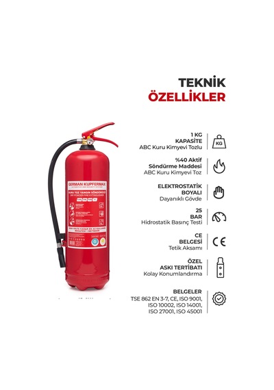 6 Kg Abc Yangın Tüpü Tse Ce Iso Belgeli İşyeri Depo Araç