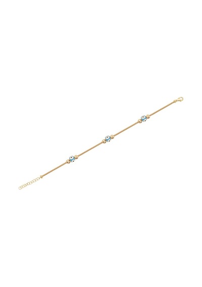Diamond Line - Gülaylar - Sarı Altın 14 Ayar Nazar Boncuğu Bilekl Standart N11.21794 Sarı Altın