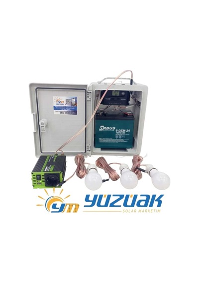 Yüzüak 24 AH Akü 100W Panelli TV-Laptop-Lamba ve Telefon Şarj Sistemi