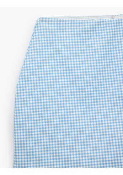 Koton Yüksek Bel Slim Fit Pötikare Şort Etek Mavi Ekose 6sak40370nk