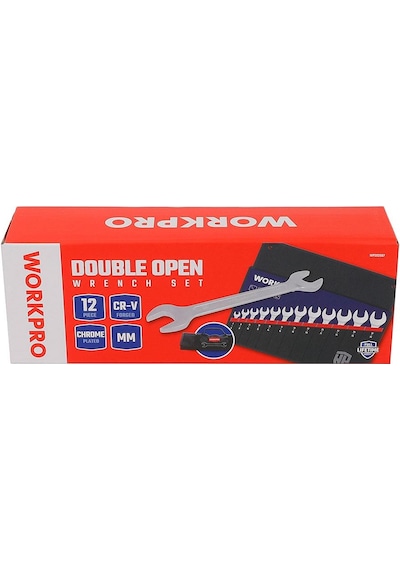 Workpro Wp202507 6-32mm 12 Parça Cr-v Profesyonel Açık Ağız Anahtar Takımı + Bez Taşıma Kılıfı