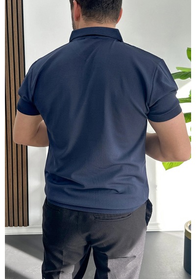 Erkek Desenli Polo Yaka Tişört Lacivert Edw460 Lacivert