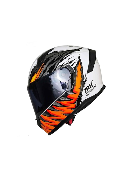 Mts Pro Helmets M-910 Kapalı Motosiklet Kaskı Beyaz - Siyah - Turuncu