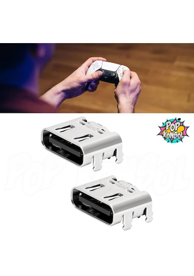 Ps5 Type-c Şarj Soketi Playstation 5 Dualsense Kol Yedek Parça 2 Adet Açık Gri