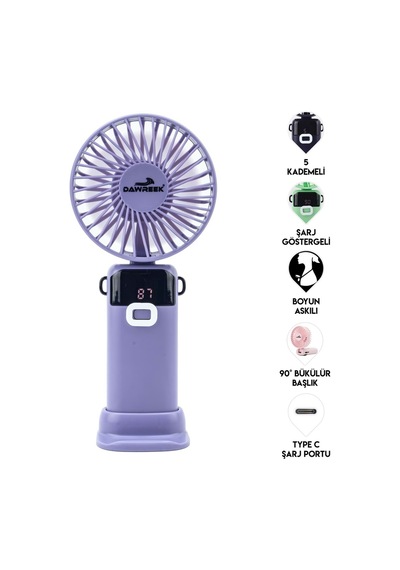 Dawreek Bt0258 Led Göstergeli El Fanı Mavi Mor
