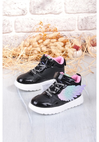 Fort Cool Helen Rahat Hafif Kanat Figürlü Bilekli Sneaker Kız Çocuk Ayakkabı Siyah-Pembe Fort Cool Helen Rahat Hafif Kanat Figürlü Bilekli Sneaker Kız Çocuk Ayakkabı Siyah-Pembe