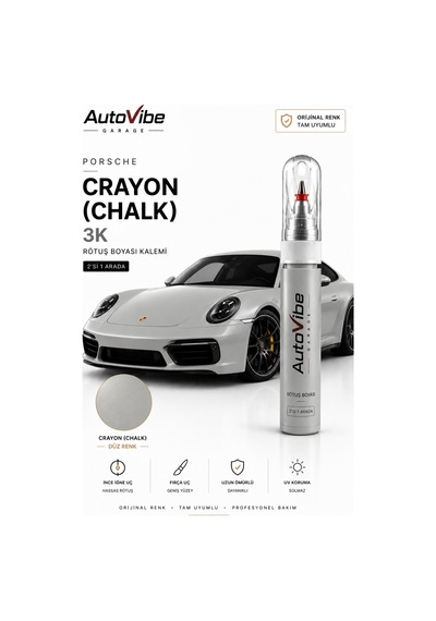 Porsche Crayon Chalk M9a Rötuş Boya Kalemi 2'si 1 Arada Orijinal Renk Uyumlu