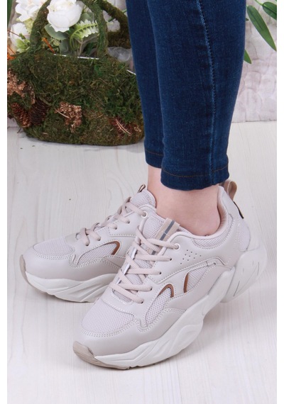 Fort 2107 Lmb Rahat Hafif Kalın Taban Sneaker Kadın Spor Ayakkabı Kum