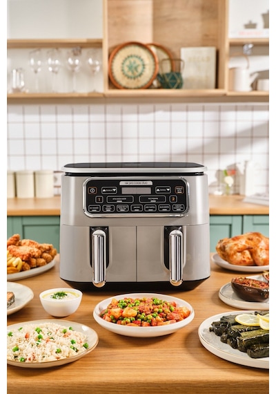 Karaca Air Pro Cook Duo Ev Yemeği Xxxl 8 Kişilik Airfryer 4 + 4 L