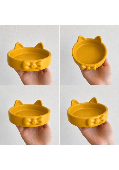 Papyon Model Beton Kedi Köpek Mama Ve Su Kabı 16 Cm Çap - Bronz