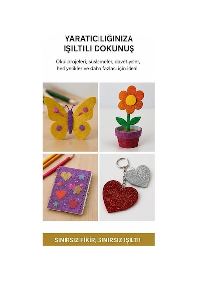 Simli Eva Yapışkanlı 10 Renk 10 Adet 20x30 Cm 1