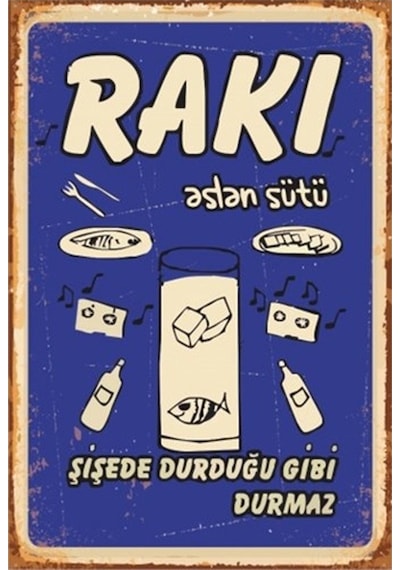 Rakı Aslan Sütü Retro Vintage Ahşap Poster