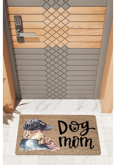 Rugmood Modern Dijtal Baskı Dog Mom Kapı Önü Paspası Çok Renkli