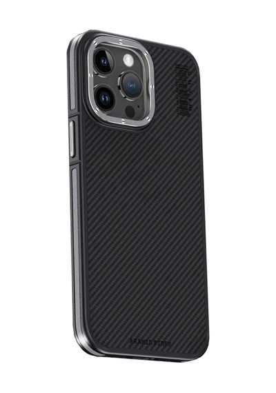 Joko Apple İphone 15 Pro Max Uyumlu Kılıf Aramid 600d Kevlar Karbon Fiber Magsafe Kapak - Gri
