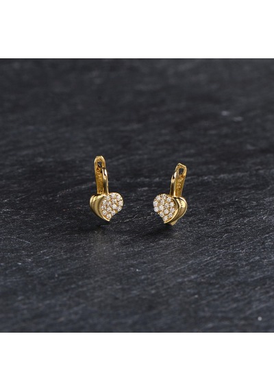 Goldkupe 14 Ayar Altın Taşlı Kalp J Küpe 2,22 Gr-2498