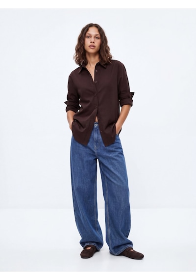 LTB Regular Fit Basic Uzun Kollu Kahverengi Gömlek