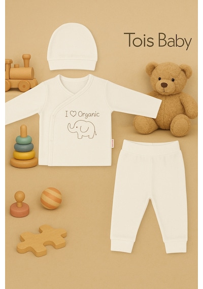 Tois Baby 2 Li Avantajlı Set Hediyelik Organik Hastahane Çıkışı Bebek Takımı 0-3 Ay Pembe + Ekru