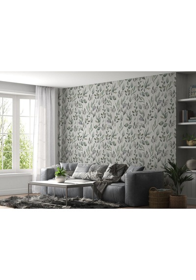 Çiçek Ve Yaprak Desenli İskandinav Tarzı Duvar Kağıdı-5558