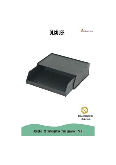 Gizli Çekmece Organizer Masa Altı Saklama Kabı Siyah Renk Model 3 8683400402562