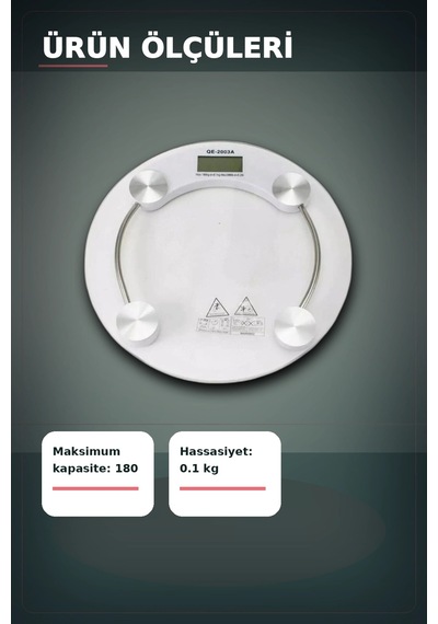 Temperli Cam 180 Kg Kapasiteli Dokunmatik Baskül - Şeffaf Dijital Tartı, Ev Kullanımı Bx-313434 Açık Bej