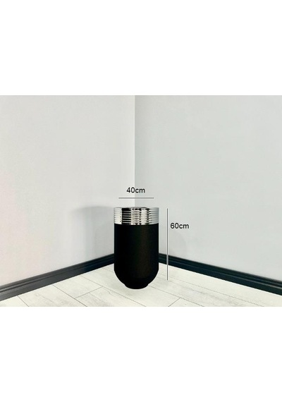 Elegant Dekoratif Krom Darbuka Siyah Saksı 60cm