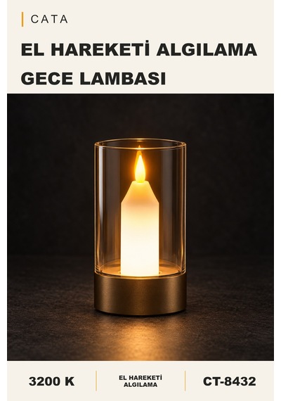 Cata 3200k Masa Lambası, El Hareketi Kontrollü Altın