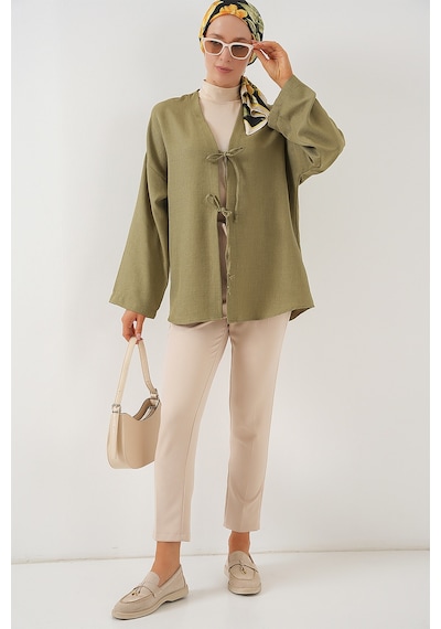 Bigdart Keten Tesettür Kimono 5968 - Çağla