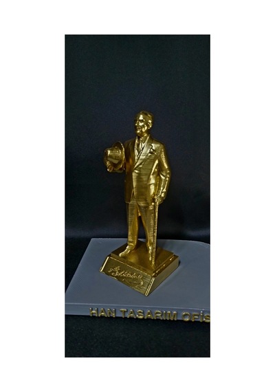 Atatürk İmzalı 20 Cm 170 Gram Biblo Altin Renk