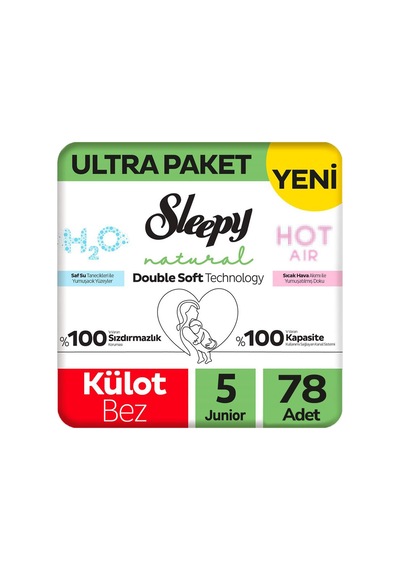 Sleepy 5 Beden Külot Bez Natural Double Soft Ultra Paket 78 Adet