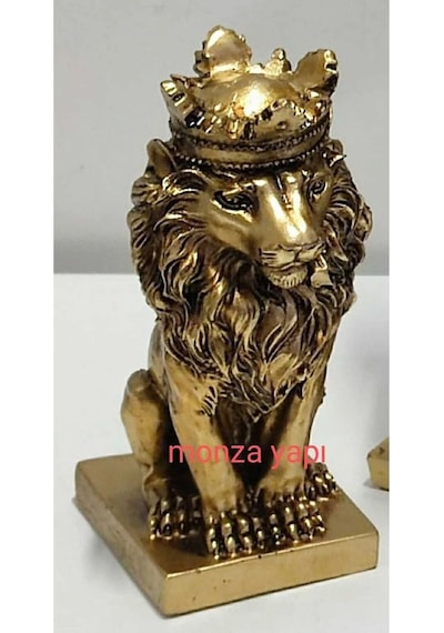 Dekoratif Küçük Aslan Kral Altın 16 Cm Polyester Biblo