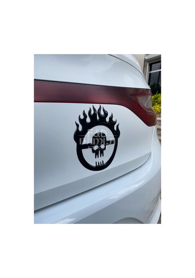 Alevli Kuru Kafa Mad Max Araba Oto Arma Duvar Çıkartma 3 M Bant Damla Etiket 170 Mm X 150 Mm