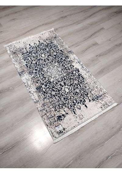 Yamalıhome Bambu Halı 1023Kremlacivert 80X140 Cm Pratik Halı Yamalıhome Bambu Halı 1023Kremlacivert 80X140 Cm Pratik Halı