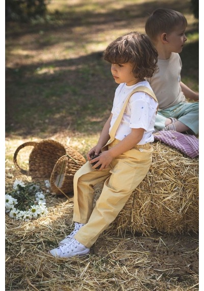 Little Gusto Çocuk Salopet Pantolon Sarı Organik Pamuk