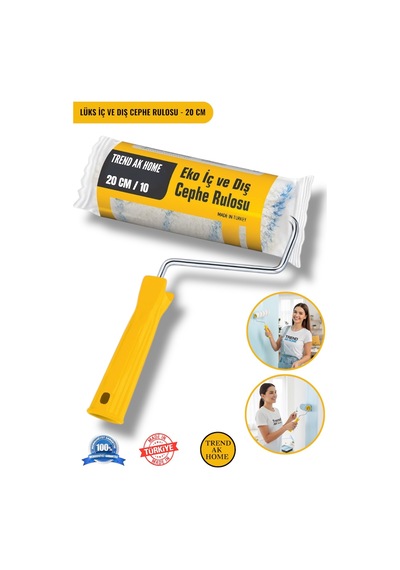Lüks 20 Cm İç Dış Cephe Rulosu Sap - Profesyonel Boyacı Rulosu
