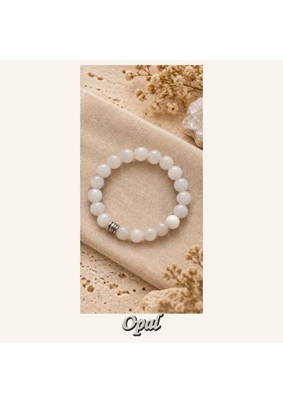 Opal Taşı Bileklik 8 Mm, Unisex, Elastik Çok Renkli