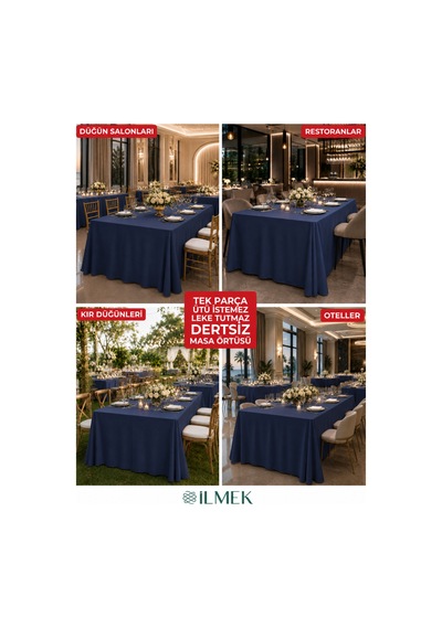 Dertsiz Dikdörtgen Masa Örtüsü 320x220cm - Dikişsiz Ütü İstemez - Düğün Davet Organizasyon Otel Restoran Gece Mavisi Gece Mavisi Dertsiz Dikdörtgen Masa Örtüsü 320x220cm - Dikişsiz Ütü İstemez - Düğün Davet Organizasyon Otel Restoran Gece Mavisi Gece Mavisi