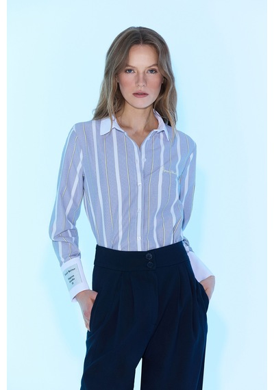 Sagaza Studio Ss6061 Çizgili Gomlek Gri