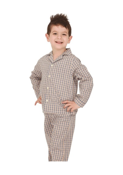 The Nuba The Don Bej-Lacivert Ekose Desenli Erkek Çocuk Pijama Takımı (9-1