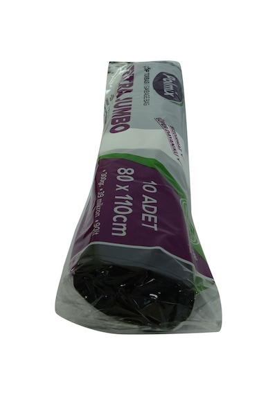 Polmix Çöp Torbası Extra Jumbo Boy Siyah 10'lu 80 x 110 CM 300 G