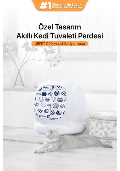 C20 Uyumlu Kedi Tuvaleti Perdesi Kum Dağılım Önleyici Mıknatıslı Giriş, Premium Kumaş
