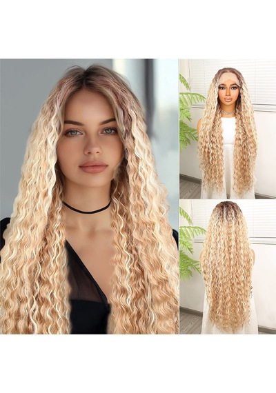 Afro Dalga Rus Kumralı Balköpüğü Ombreli Platin Işıltılı Fiber Sentetik Tül Peruk - Joby-717908 Renkli