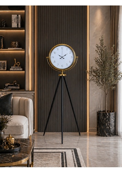 Gold Premium Dekoratif Tripod Ayaklı Saat