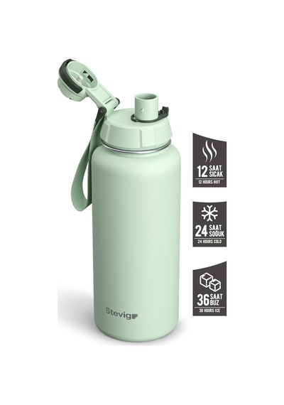 Stevig 1 Hand Leak-proof Sızdırmaz Çelik Termos 1000 Ml Smoke Green St-218 Diğer