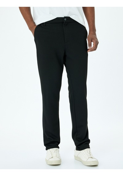 Koton Slim Fit Normal Bel Viskon Karışımlı Chino Pantolon Siyah 5sam40033hw Siyah