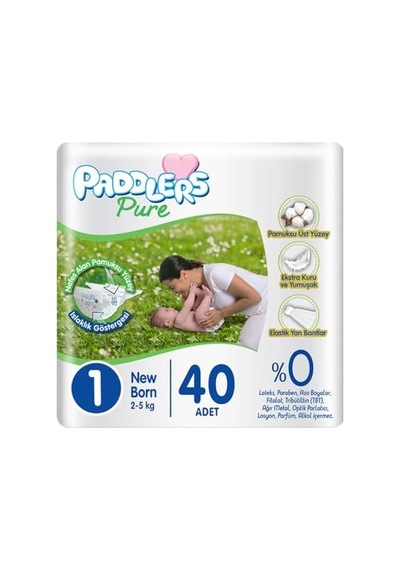 Pure 1 Numara Yenidoğan 2-5 Kg Ekonomi Paketi Bebek Bezi 1 X 40 Adet
