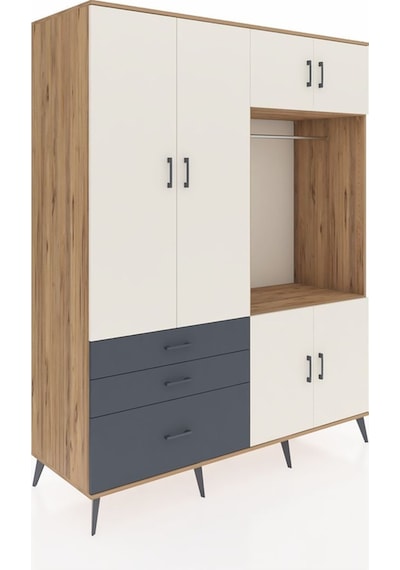 Kronos Gardrop 7 Raflı 3 Çekmeceli Tek Askılı 176x59x221 Çam-aytaşı/antrasit Aytaşı/antrasit Kronos Gardrop 7 Raflı 3 Çekmeceli Tek Askılı 176x59x221 Çam-aytaşı/antrasit Aytaşı/antrasit