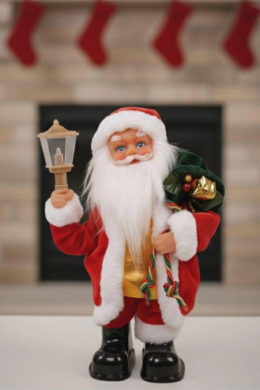 Yılbaşı Süsü Noel Baba Biblo Figür 25cm - Çuvalı Ve Aksesuarları İle 25 CM