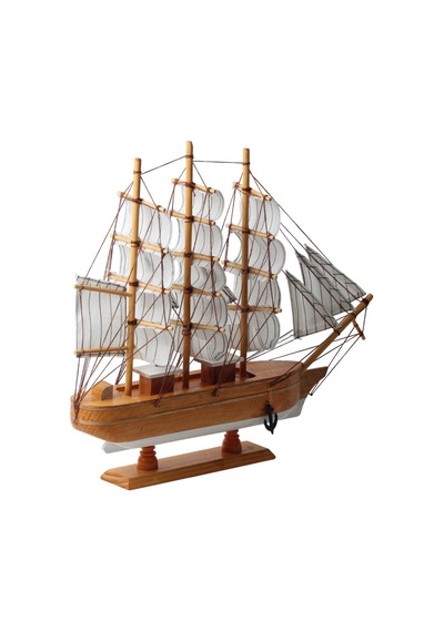 Dekoratif Ahşap El Yapımı Yelkenli Gemi Maketi Masaüstü Biblo Ev Ofis Hediyesi 40 Cm. Model A