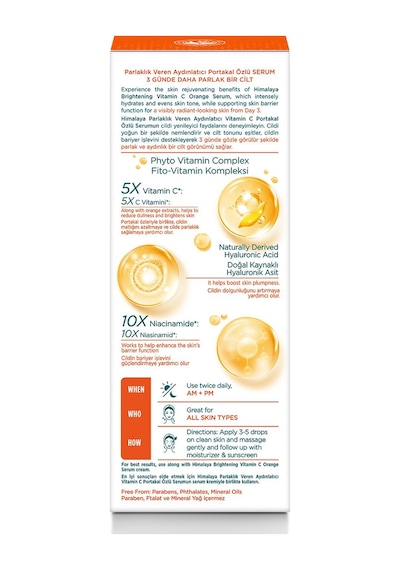 Himalaya Vitamin C Aydınlatıcı Portakal Özlü Yüz Temizleyici 100 ML + Serum 30 ML + Vitamin C Serum Krem 50 ML
